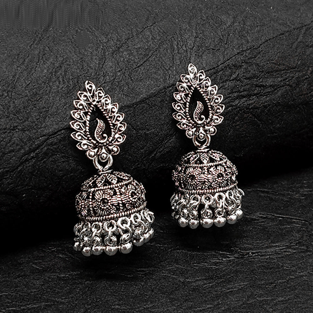 Darshana Jewels Oxidised Plated Jhumki Earrings