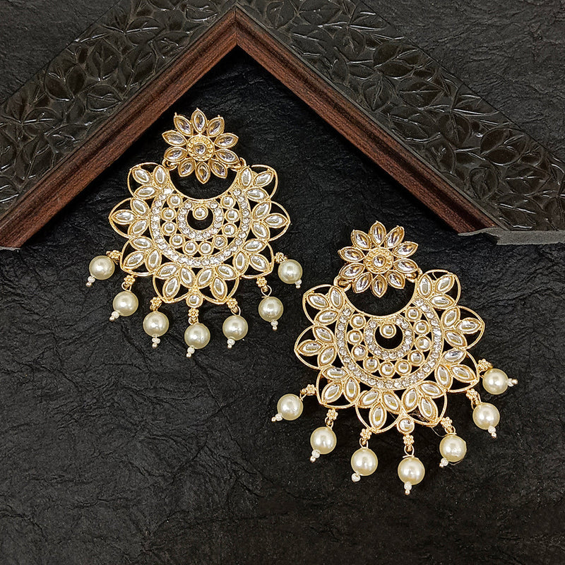 Bhavi Jewels Gold Plated Kundan Stone Dangler Earrings