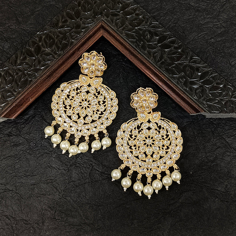 Bhavi Jewels Gold Plated Kundan Stone Dangler Earrings