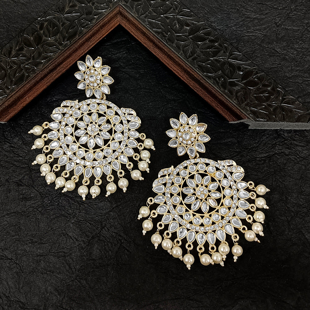 Darshana Jewels Gold Plated Kundan Stone Dangler Earrings