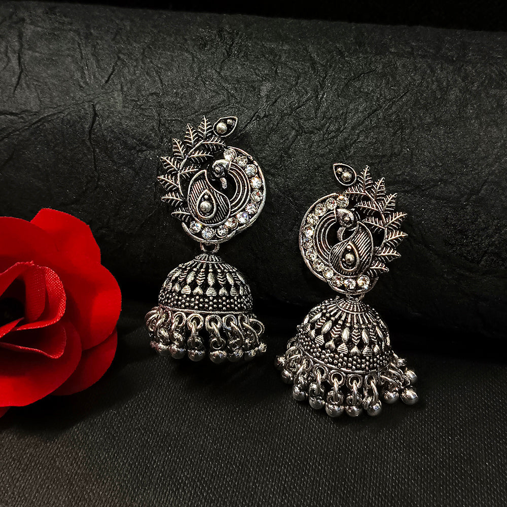 Darshana Jewels Oxidised Plated Jhumki Earrings