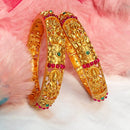 Gold Plated Pota Stone Bangles Set