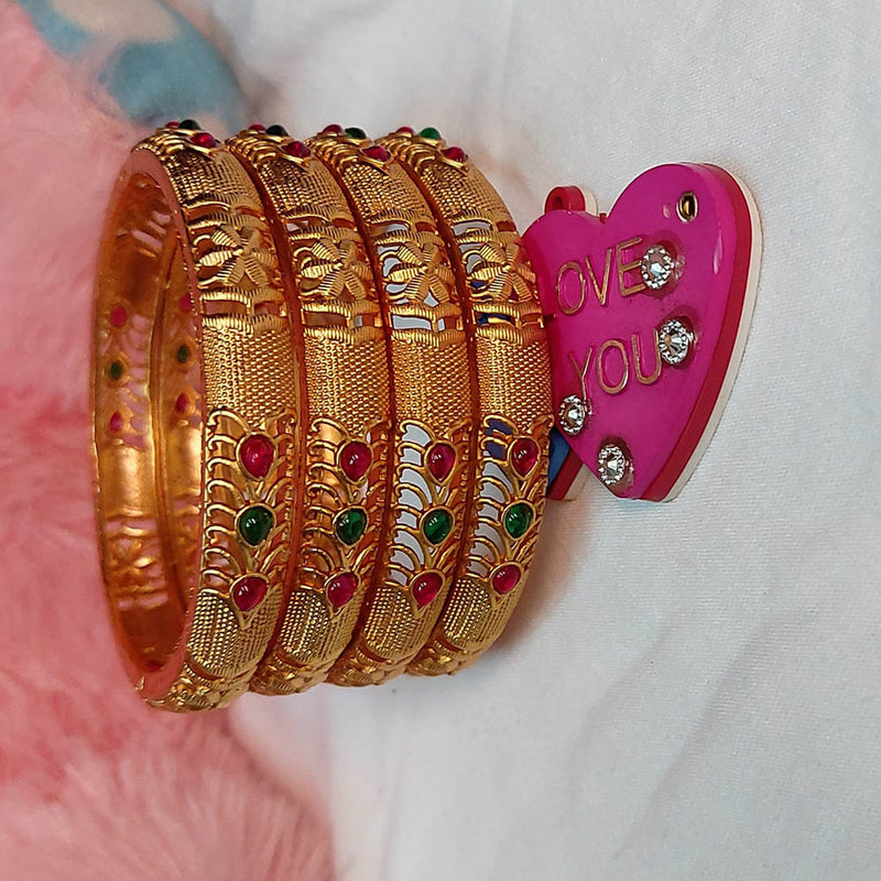 Gold Plated Pota Stone Bangles Set