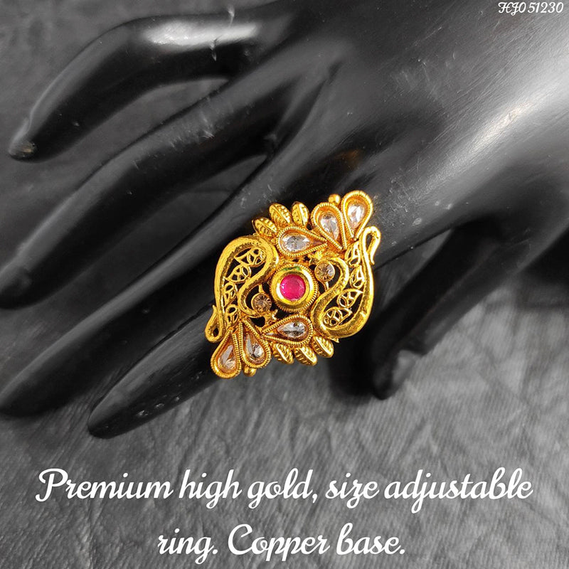 Raj Creations Gold Plated Adjustable Ring