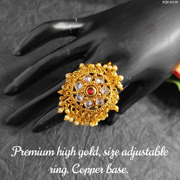 Raj Creations Gold Plated Adjustable Ring