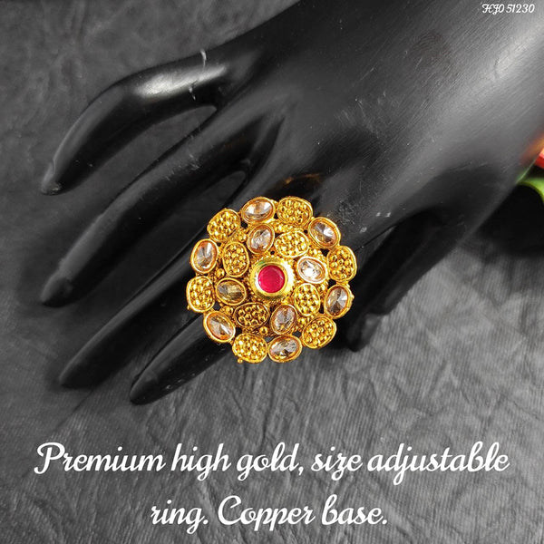 Raj Creations Gold Plated Adjustable Ring