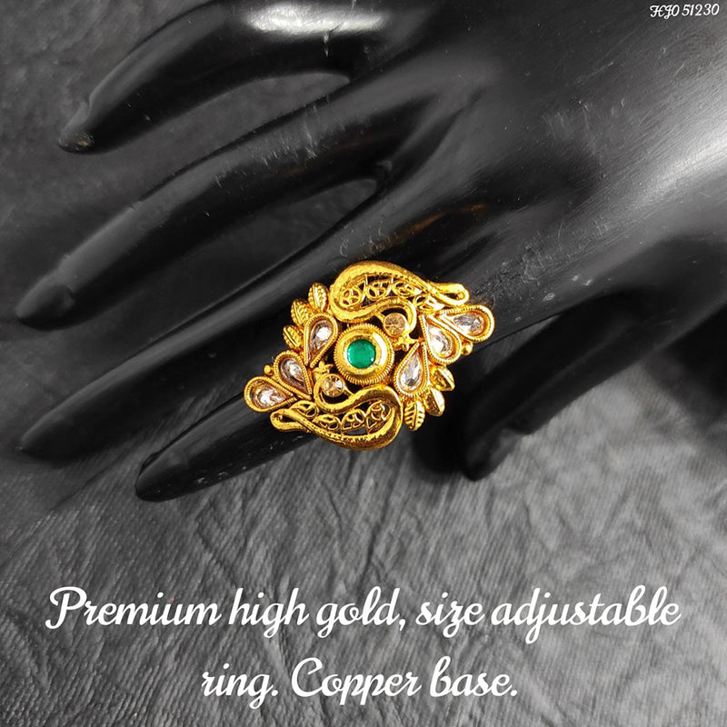 Raj Creations Gold Plated Adjustable Ring