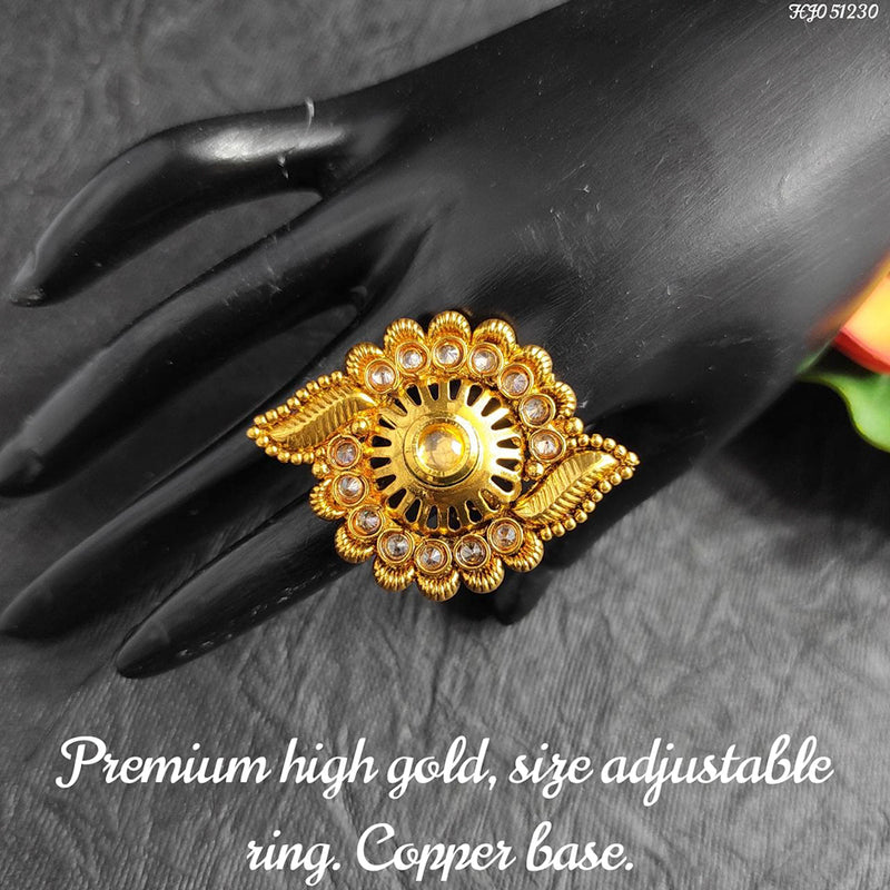 Raj Creations Gold Plated Adjustable Ring