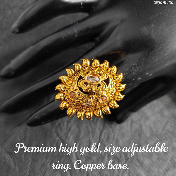 Raj Creations Gold Plated Adjustable Ring