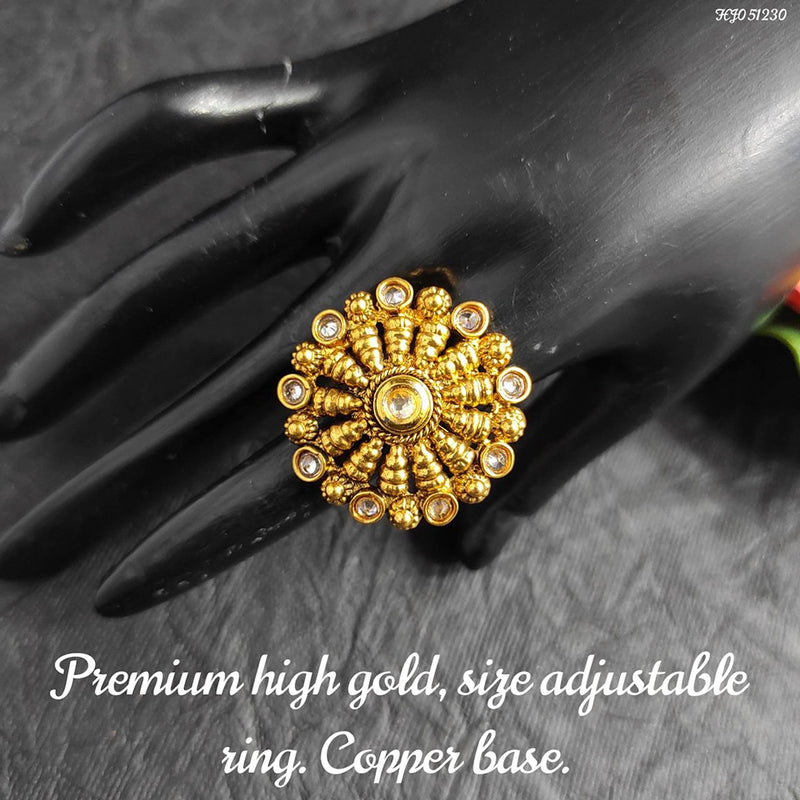 Raj Creations Gold Plated Adjustable Ring