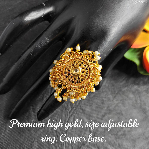 Raj Creations Gold Plated Adjustable Ring