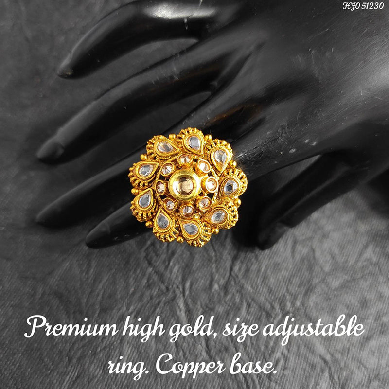 Raj Creations Gold Plated Adjustable Ring