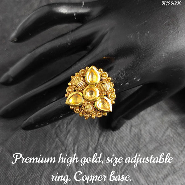 Raj Creations Gold Plated Adjustable Ring