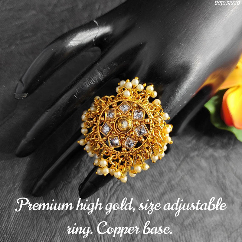 Raj Creations Gold Plated Adjustable Ring