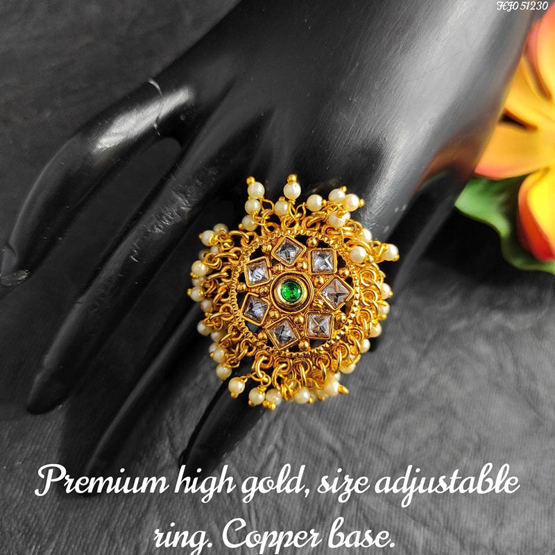 Raj Creations Gold Plated Adjustable Ring