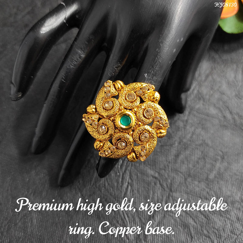 Raj Creations Gold Plated Adjustable Ring