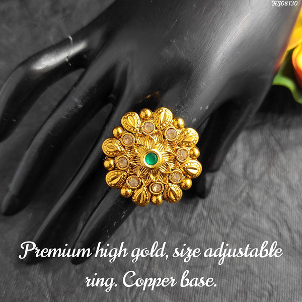 Raj Creations Gold Plated Adjustable Ring