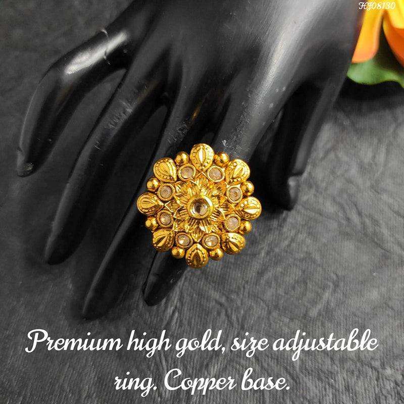 Raj Creations Gold Plated Adjustable Ring