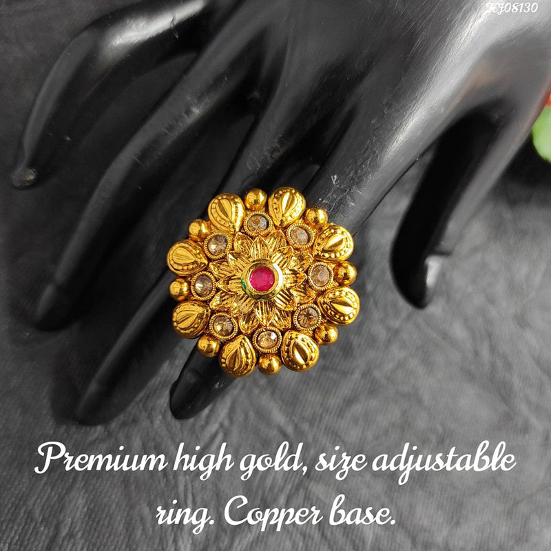 Raj Creations Gold Plated Adjustable Ring