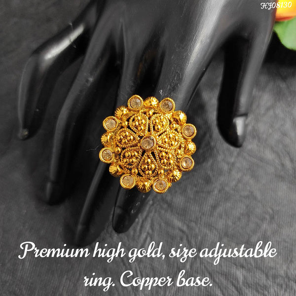 Raj Creations Gold Plated Adjustable Ring