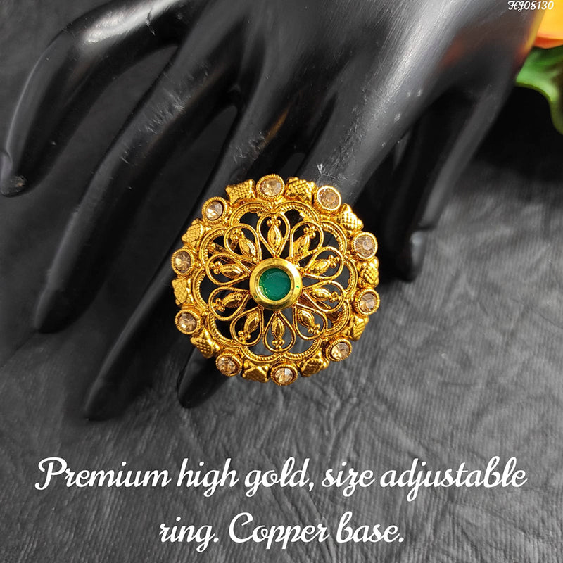 Raj Creations Gold Plated Adjustable Ring