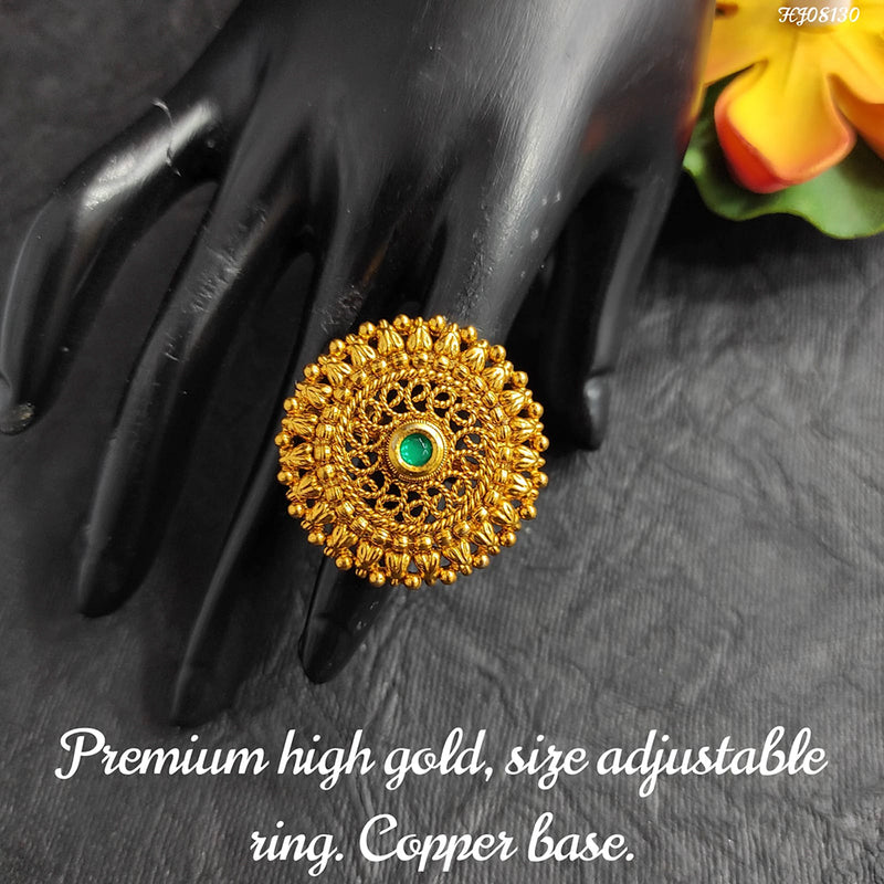 Raj Creations Gold Plated Adjustable Ring