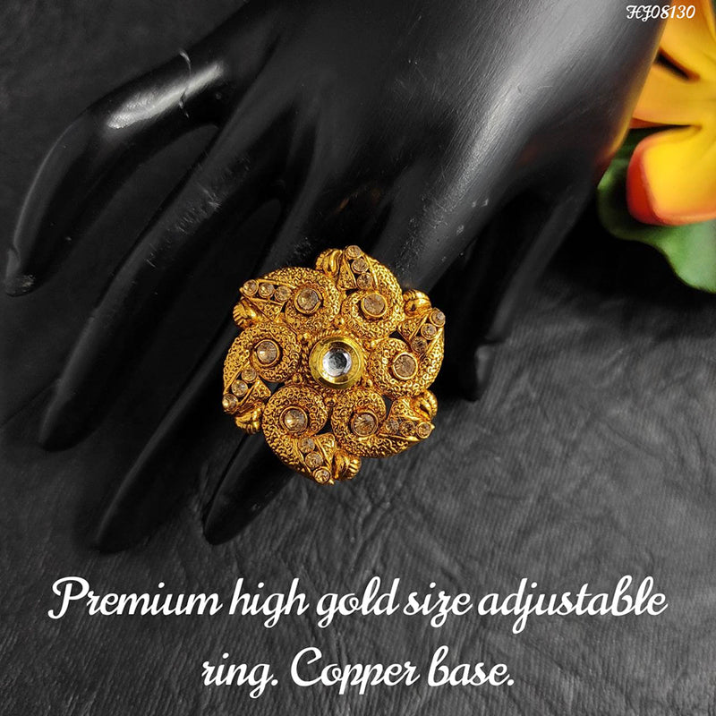 Raj Creations Gold Plated Adjustable Ring