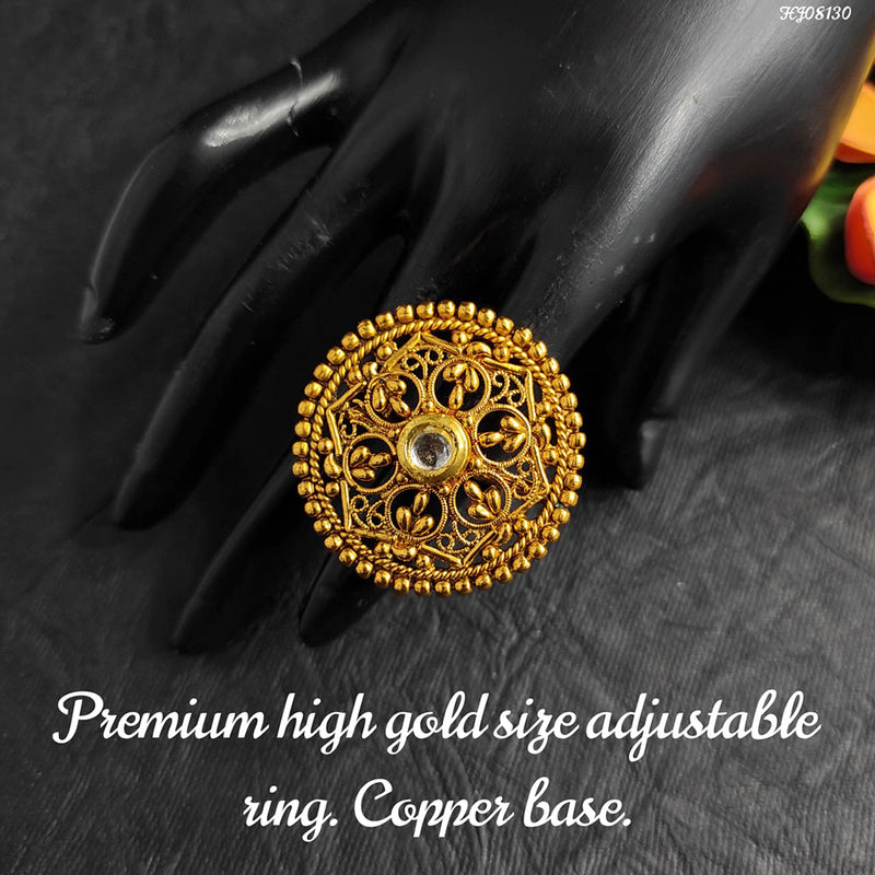 Raj Creations Gold Plated Adjustable Ring