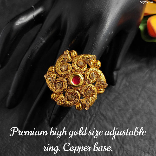 Raj Creations Gold Plated Adjustable Ring