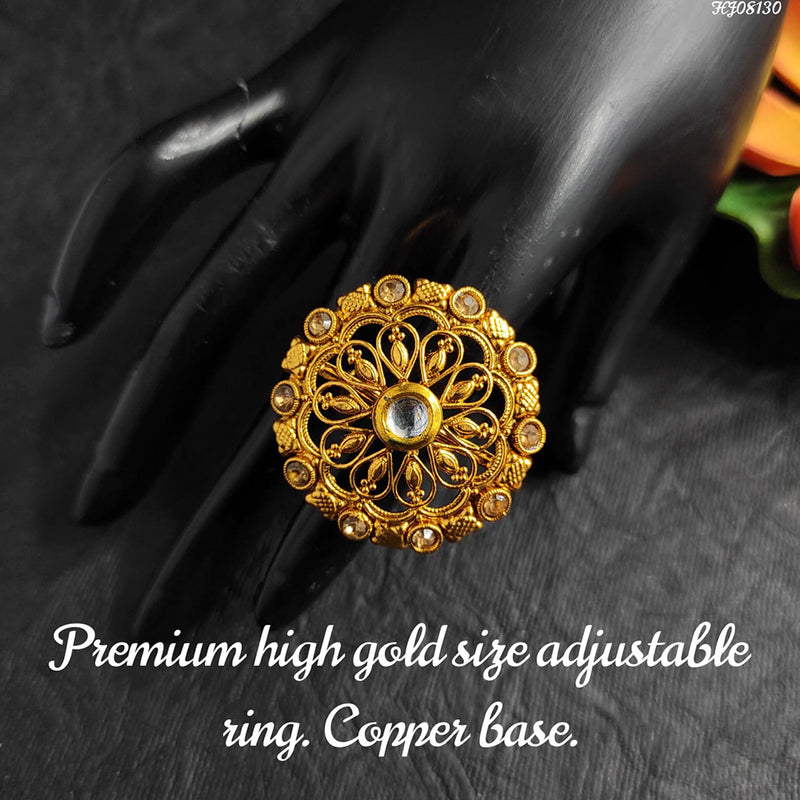 Raj Creations Gold Plated Adjustable Ring