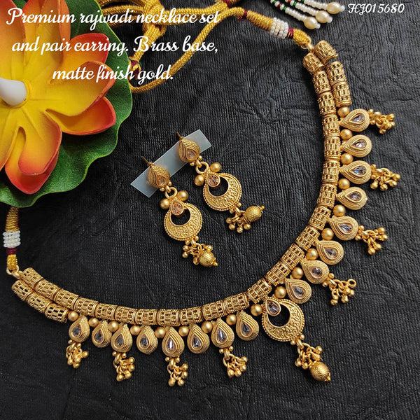 Raj Creations Gold Plated Pota Stone Choker Necklace Set