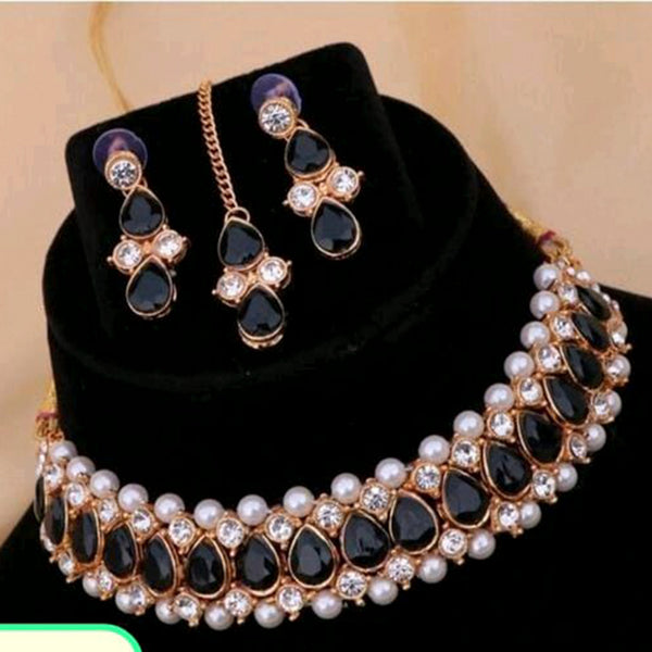 Raj Creations Austrian Stone & Beads Choker Necklace Set