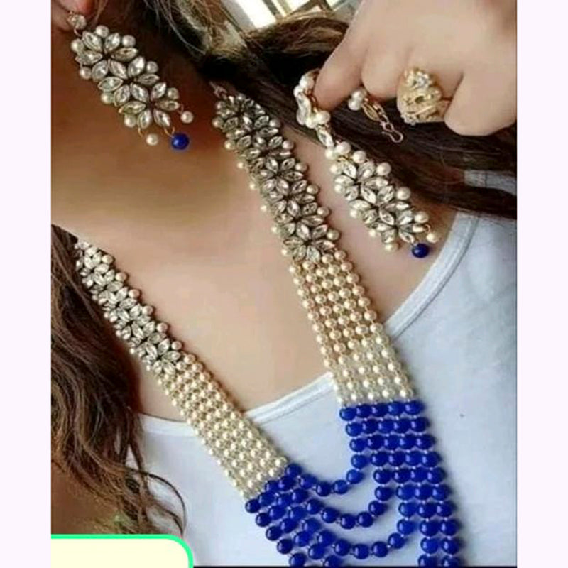 Raj Creations Crystal Stone & Beads Choker Necklace Set