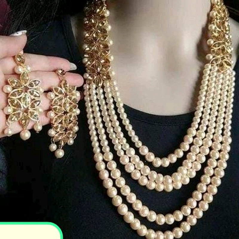 Raj Creations Crystal Stone & Beads Choker Necklace Set