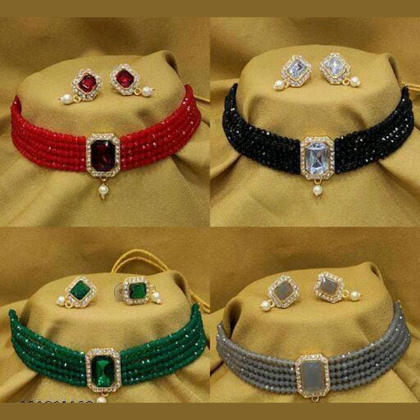 Raj Creations  Austrian Stone & Beads Necklace Combo