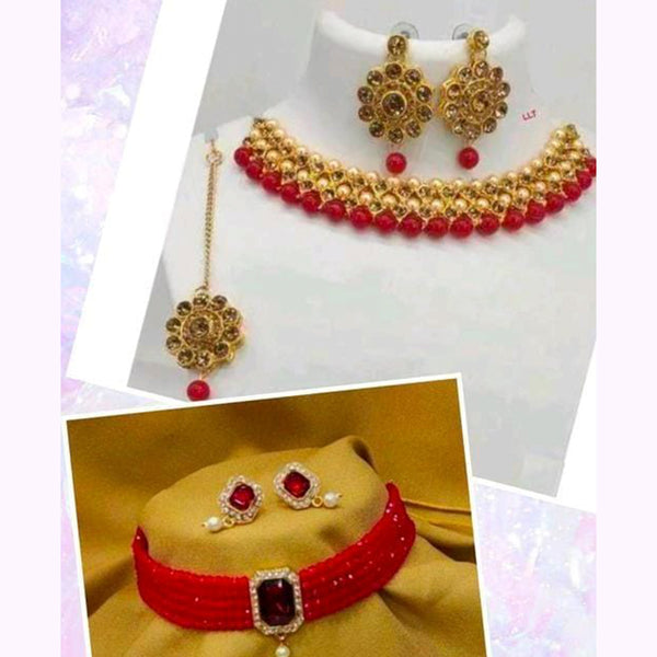 Raj Creations Austrian Stone & Beads Necklace Combo