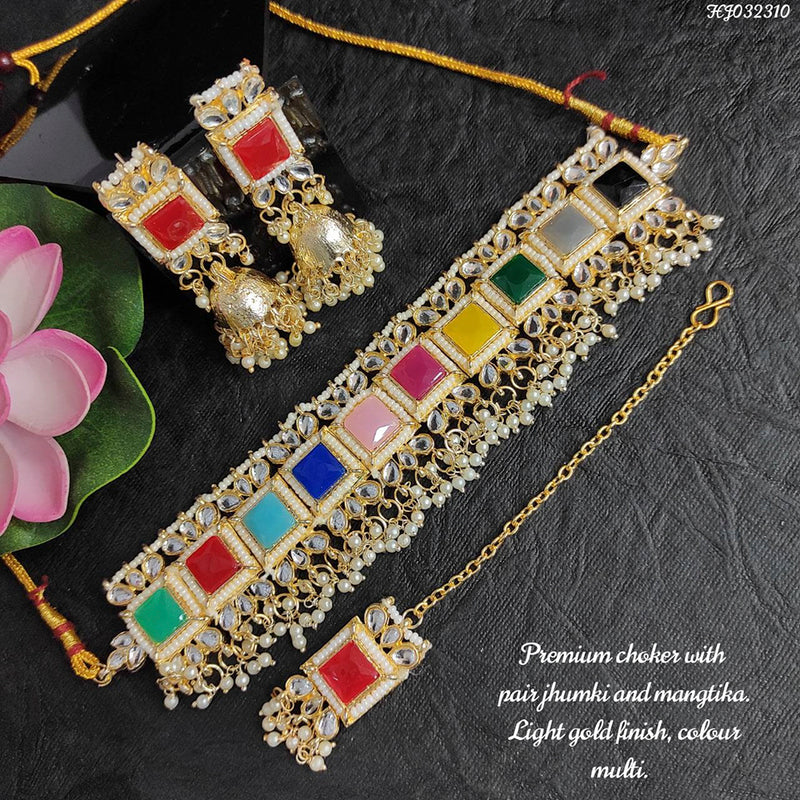 Raj Creations Gold Plated Choker Necklace Set