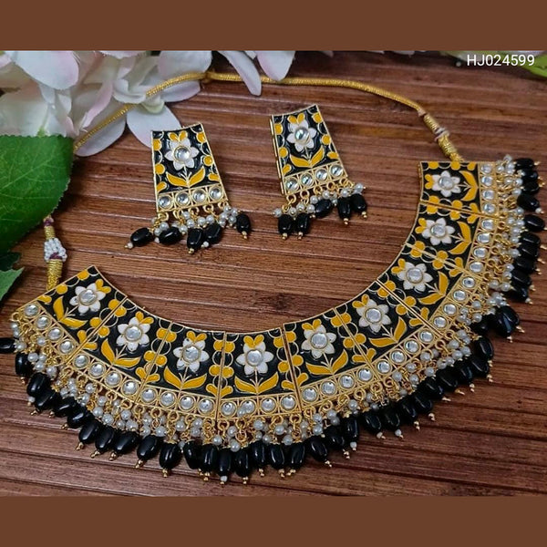 Raj Creations Gold Plated Meenakari & Kundan Choker Necklace Set