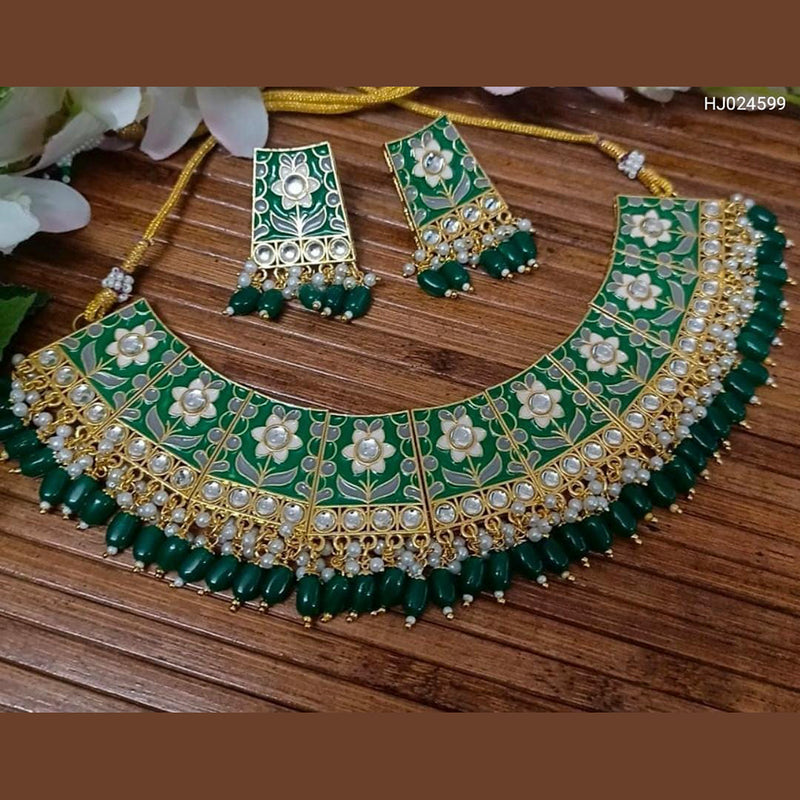 Raj Creations Gold Plated Meenakari & Kundan Choker Necklace Set