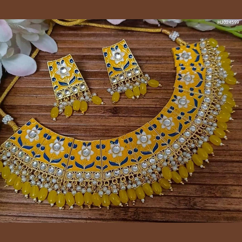 Raj Creations Gold Plated Meenakari & Kundan Choker Necklace Set