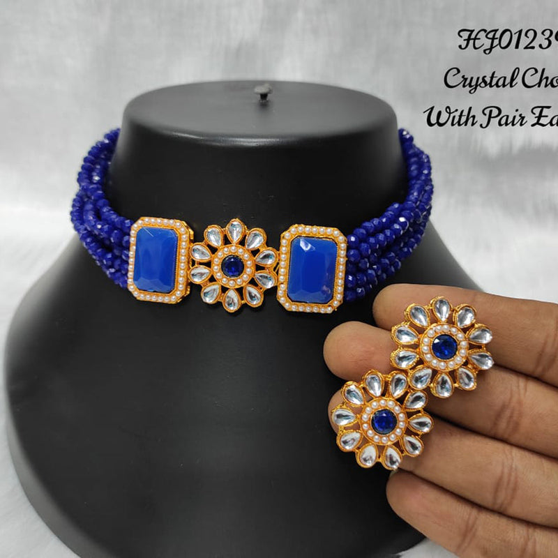 Raj Creations Gold Plated Crystal Stone Choker Necklace Set