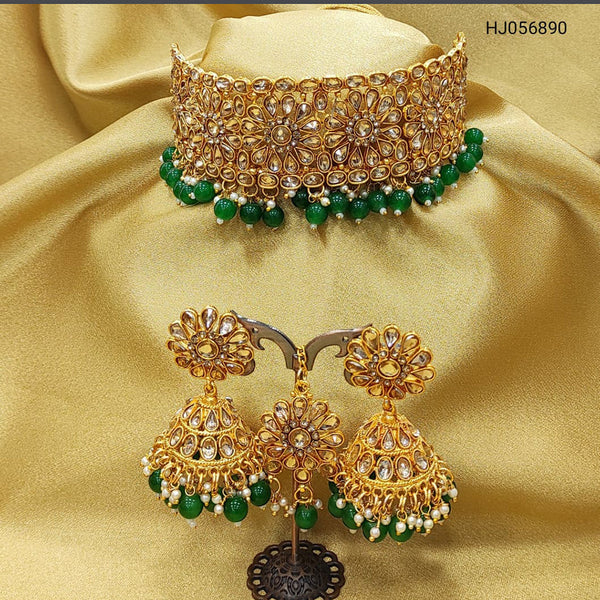 Raj Creations Gold Plated Crystal Stone Choker Necklace Set