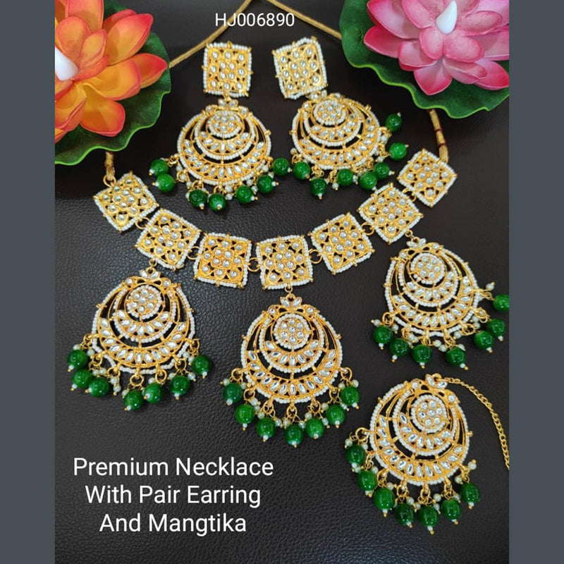 Raj Creations Gold Plated Kundan Stone Necklace Set