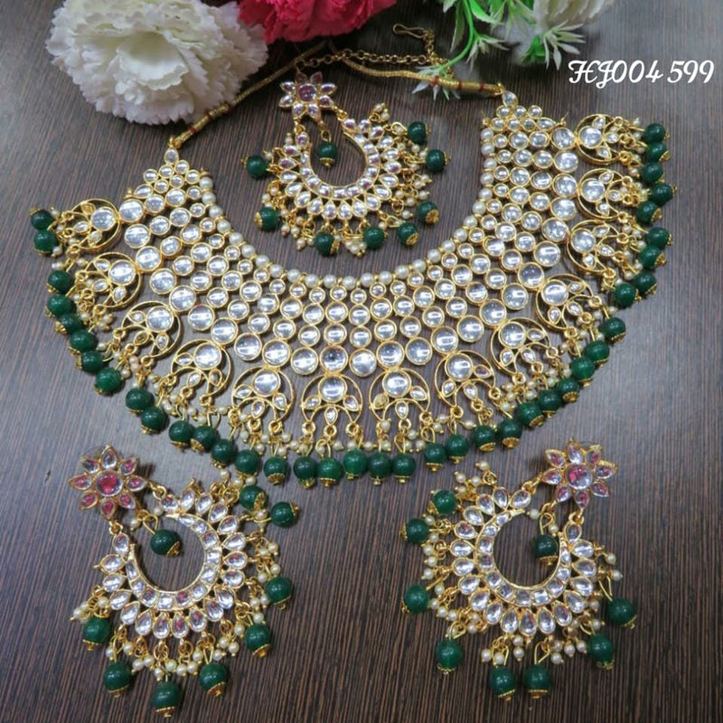Raj Creations Gold Plated Kundan Stone Necklace Set