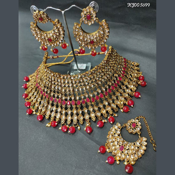 Raj Creations Gold Plated Crystal Stone Choker Necklace Set