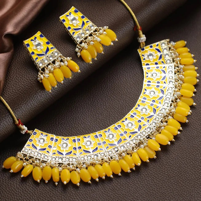 Raj Creation Gold Plated Meenakari Choker Necklace Set