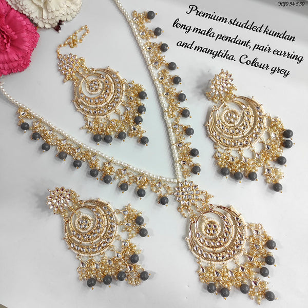 Raj Creations Gold Plated Kundan Stone & Beads Necklace Set