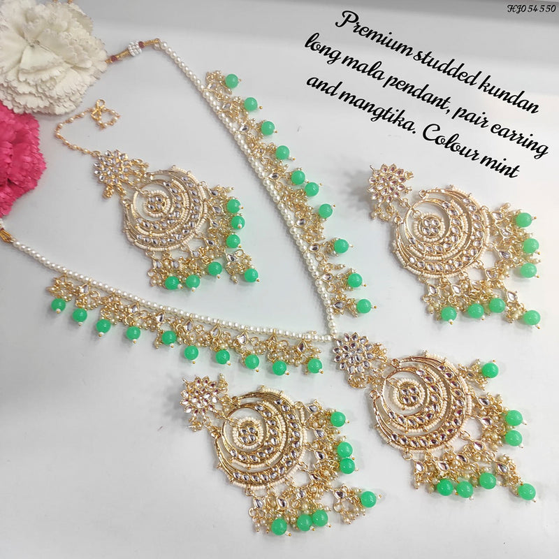 Raj Creations Gold Plated Kundan Stone & Beads Necklace Set