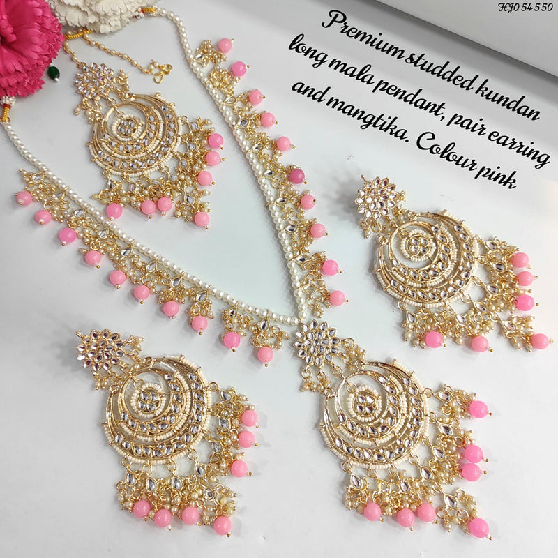 Raj Creations Gold Plated Kundan Stone & Beads Necklace Set