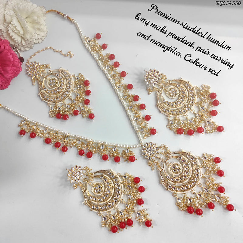 Raj Creations Gold Plated Kundan Stone & Beads Necklace Set